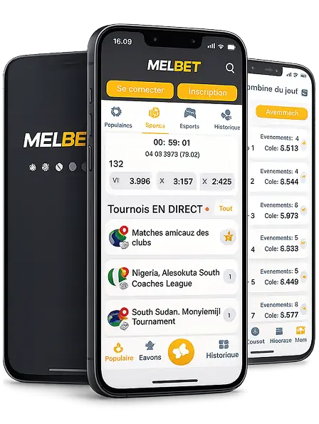 Interface de l'application Melbet sur mobile