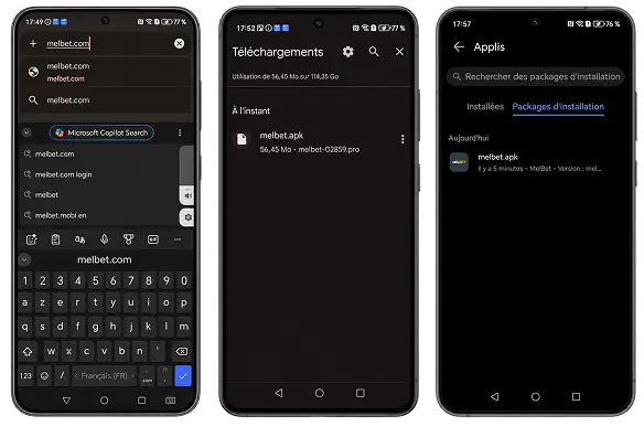 Étapes pour télécharger Melbet APK sur Android